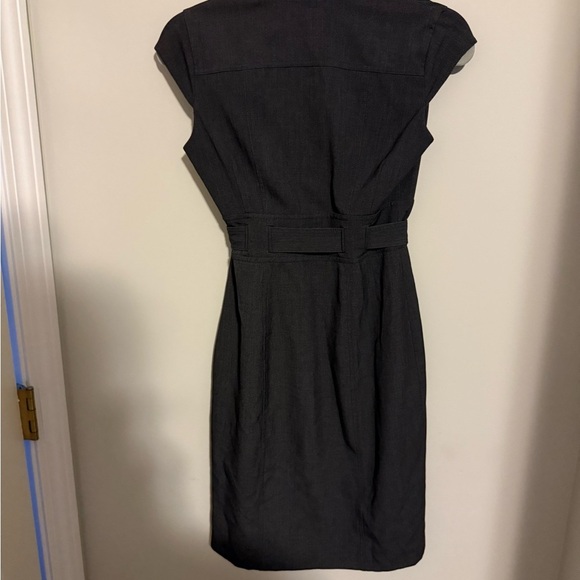 Calvin Klein Black Sheath Midi Dress with Flutter Cap Sleeves Button Down - Picture 4 of 4